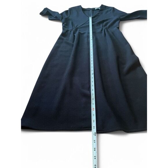 Sita Murt Women’sMidi BlackDress 3/4 Sleeves Wrinkle free Front slit Zip at back - Picture 4 of 10